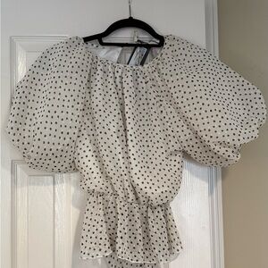 Polka Dot Puff Sleeve Blouse NastyGal